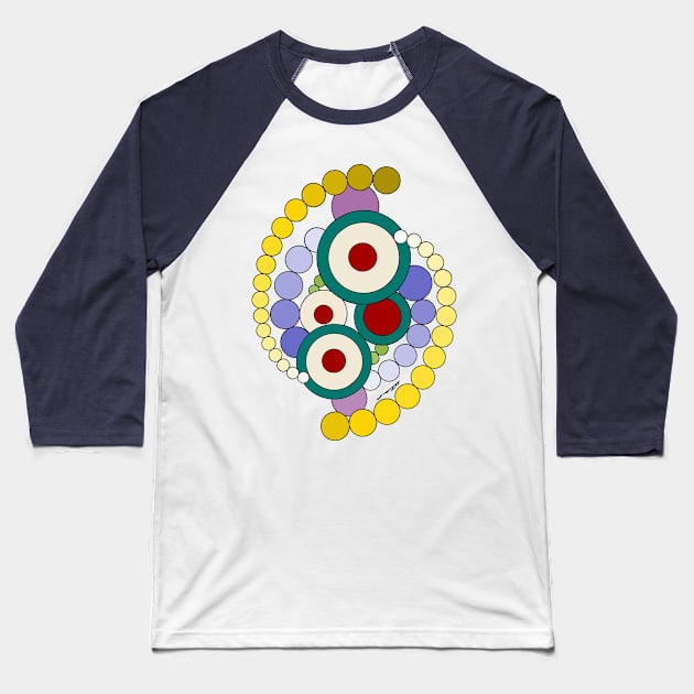 Circles Abstract Artwork Baseball T-Shirt by AzureLionProductions